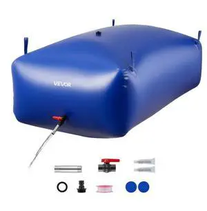 VEVOR Water Storage Bladder 264.2 Gallon Large Capacity Water Bag, Portable & Collapsible Soft Waters Container, Leakproof & Tear-Resistant PVC Emergency Waters Storage Tank for RV Truck & Outdoor Use