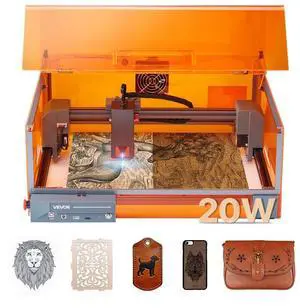 VEVOR Laser Engraver, 20W, Laser Engraving and Cutting Machine with Enclosure, Laser Cutter Engraver Machine, 7000 mm/min, 11.8 x 11.8 in Working Area, for Wood, Leather, Glass, Certain Metal, Class 1