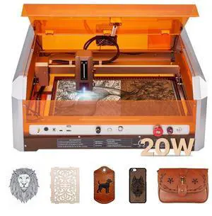 VEVOR Laser Engraver, 20W, Laser Engraving and Cutting Machine with Enclosure Camera, Laser Cutter, 15.7 x 15.7 in Working Area, 30000 mm/min, for Wood, Leather, Glass, Paper, Certain Metal, Class 1