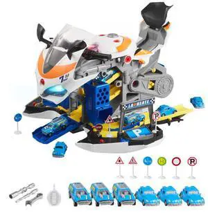 VEVOR Motorcycle Engine Toy, 25 Pieces, Motorcycle Mechanic Toy with Removable Parts, Lights & Sounds, Simulated Riding & Track Racing, Kids Mechanic Workshop Set for Toddler 3 Years and Up, Yellow