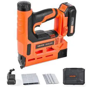 VEVOR Cordless Brad Nailer, 2-in-1 Nail Gun Staple Gun, 18 Gauge 1-1/4 inch, Includes 500 Pcs Staples and 500 Pcs Nails, with Battery and Charger, Non-Slip Rubber Grip, for Woodworking DIY Projects