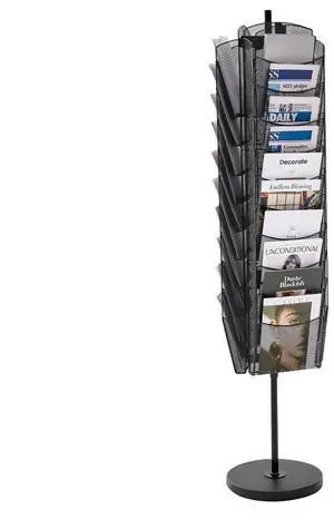 VEVOR Rotating Brochure Display Rack, 30 Pockets Mesh Magazine Literature Display Stand, Portable Floor Standing Magazine Rack, Metal Newspaper Catalog Holders for Shop Exhibitions Office Trade Show