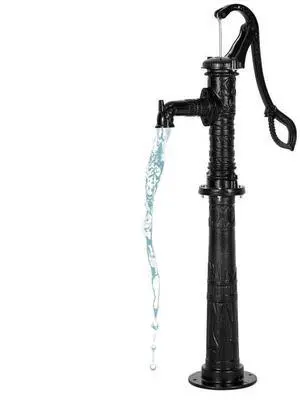 VEVOR Well Hand Pitcher Pump, 20 ft Max Lift, Antique Cast Iron Manual Hand Water Pump with Heightening Base, NPT 1-1/4 in Connection, Easy Installation, for Outdoor Garden, Pond, Yard, Farm, Black