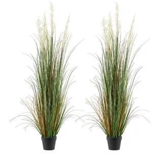 VEVOR Artificial Grass Plant, 2 Pack 59 inch Faux Reed Flower Grass in Pot, Premium PVC Fake Greenery Shrubs Plant for Indoor Outdoor House Home Garden Office Room Décor, Housewarming, Green