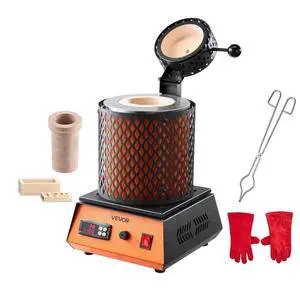 VEVOR Electric Melting Furnace, 1500W Electric Metal Smelter Foundry, 2102/1150 Metal Smelting Machine with 5kg Ceramic Crucible, Gold Smelting Kit for Jewelry Making, Metal Bars, Metal Components VEVOR Electric Melting Furnace, 1500W Electric Metal Smelter Foundry, 2102/1150 Metal Smelting Machine with 5kg Ceramic Crucible, Gold Smelting Kit for Jewelry Making, Metal Bars, Metal Components