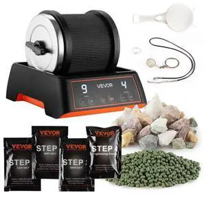 VEVOR Rock Tumbler Kit, 2 lbs Rock Polishing Kit, 4 Speed Settings 9-Day Polishing Timer Stone Polishing Kit, Rock Polisher with Rough Gemstones and Polishing Grits, Rock Polisher for Adults Kids