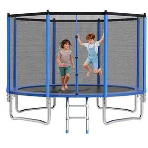 VEVOR Outdoor Trampoline, 12FT Round Recreational Trampoline with Enclosure Net, ASTM Approved, Heavy Duty Trampolines, Max 400 lbs Weight Capacity, Anti-Rust Backyard Trampolines for Kids & Adults