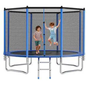 VEVOR Outdoor Trampoline, 14FT Round Recreational Trampoline with Enclosure Net, ASTM Approved, Heavy Duty Trampolines, Max 450 lbs Weight Capacity, Anti-Rust Backyard Trampolines for Kids & Adults