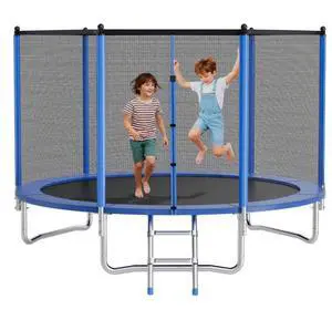 VEVOR Outdoor Trampoline, 10FT Round Recreational Trampoline with Enclosure Net, ASTM Approved, Heavy Duty Trampolines, Max 330 lbs Weight Capacity, Anti-Rust Backyard Trampolines for Kids & Adults