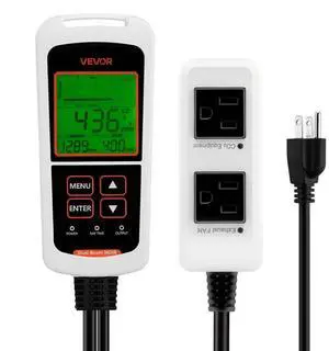 VEVOR Carbon Dioxide Monitoring Controller, Dual Outlets CO2 Monitor & Controller, Carbon Dioxide Sensor Day and Night Detection Feature, NDIR CO2 Sensor for Greenhouse, Laboratories, Classrooms, Home