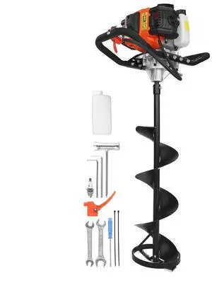 VEVOR Gas Powered Ice Auger, 52CC 2-Stroke Ice Fishing Augers with 8" Steel Drill Bit, Cold-Resistant & Portable Post Hole Digger, Precise and Fast Drilling Powerhead for Winter Fishing Rescue