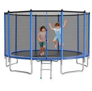 VEVOR Outdoor Trampoline, 15FT Round Recreational Trampoline with Enclosure Net, ASTM Approved, Heavy Duty Trampolines, Max 470 lbs Weight Capacity, Anti-Rust Backyard Trampolines for Kids & Adults