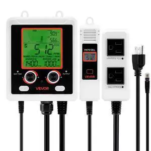 VEVOR Carbon Dioxide Monitoring Controller, Dual Outlets Carbon Dioxide Controller, CO2 Meter Monitor Day and Night Detection Feature, NDIR CO2 Sensor for Green House, Laboratories, Classrooms, Home