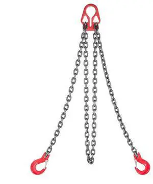 VEVOR Chain Sling, 5/16 in x 10 ft Lifting Chains with 2 Leg Grab Hooks, Heavy Duty G80 Alloy Steel Lifting Sling, 7000LBS Capacity, Adjustable Engine Chain Hoist Lifts for Cargo Security Towing