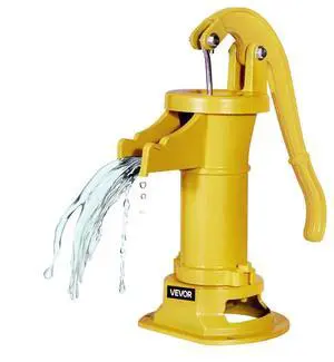 VEVOR Well Hand Pitcher Pump, 25 ft Maximum Lift, Antique Cast Iron Manual Hand Water Pump, NPT 1-1/4 in Connection, Easy Installation, Old Fashioned for Outdoor Garden, Pond, Backyard, Farm, Yellow