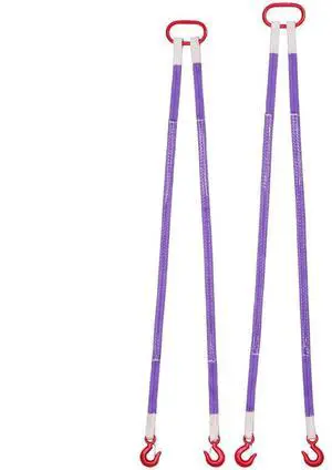 VEVOR Lifting Sling Straps, 2Pcs Two-Leg Polyester Bridle Sling with Hooks, 4400LB Capacity, 5Ft Heavy Duty Rigging Strap, Thickened & Wear-Resistant Webbing Slings for Engines Cranes Hoists Truck