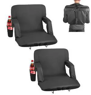 VEVOR Stadium Seat, 6 Adjustable Angle Bleacher Chair, 2.75'' Cushion Stadium Seat with Back Support and Armrest, Wide Bleacher Chair with Hook Pocket Cupholder for Picnics, Beach Sports, and Gaming