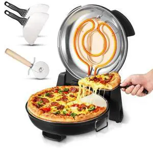 VEVOR Pizza Oven, 12 in Electric Pizza Maker, 1200W Electric Pizzas Cooker with Cordierite Stone, 5-Mode Temperature Control, Viewing Window for Precise Cooking, Heats up to 788 F, for Home (Black)