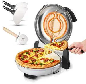 VEVOR Pizza Oven, 12 in Electric Pizza Maker, 1200W Electric Pizzas Cooker with Cordierite Stone, 5-Mode Temperature Control, Viewing Window for Precise Cooking, Heats up to 788 F, for Home (White)
