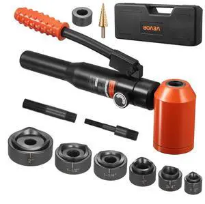 VEVOR Knockout Punch Set, 10 Ton Hydraulic Knockout Set, 1/2" to 2" KO Tool Kit Hole Making Tool, KO Tools Kit W/6 Dies for Metal Electrical Cabinets, Electrical Control Cabinets, Switch Cabinets