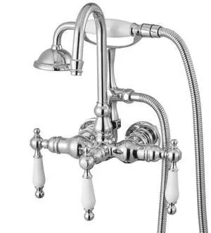 VEVOR Clawfoot Tub Faucet, Wall-Mounted Bathtub Faucets with Handheld Shower, Polished Chrome Clawfoot Tub Filler Faucet Shower Kit with 59" Long Hose & Gooseneck Spout, Modern & Vintage for Bathtubs