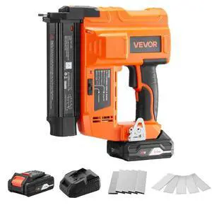 VEVOR 2-in-1 Cordless Brad Nailer, 18 Gauge, 20V Battery Powered Nail Gun and Staple Gun, with 500 pcs Nails, 500 pcs Staples, 2.0 Ah Li-ion Battery and Charger, for Home Improvement, Woodworking