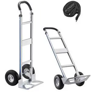 VEVOR Hand Truck, 500 lbs Load Capacity, Heavy-Duty Hand Truck Dolly with Non-Slip Wheels & Handle, Aluminum Alloy Portable Trolley Dolly with Tie-down Strap for Moving Home, Office, Warehouse