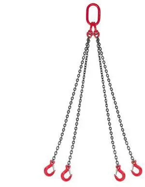 VEVOR Chain Sling, 1/4 in x 5 ft Lifting Chains with 4 Leg Grab Hooks, Heavy Duty G80 Alloy Steel Lifting Sling, 6600LBS Capacity, Adjustable Engine Chain Hoist Lifts for Cargo Security Towing