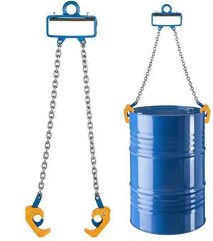 VEVOR Chain Drum Lifter, G80 Drum Lifting Chain Sling with Security Hook, 2200LBS Capacity, Drums Handling Equipment Fits for Crane Forklift, Carbon Steel Barrel Lifter for Plastic & Metal Drums