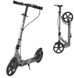 VEVOR Kick Scooter for Kids Ages 8+, Teens & Adults, 2-Wheel Toddler Scooter with Adjustable Height Handlebar, Wide Anti-Slip Deck, Foldable Lightweight Frame for Boys & Girls up to 220 lbs, Gray