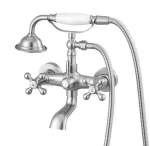 VEVOR Clawfoot Tub Faucet, Wall Mount Bathtub Faucets with Handheld Shower, Vintage Brushed Nickel Clawfoot Tub Filler Faucet Shower Kit with Adjustable Swing Arms & 360° Rotation Spout for Bathtubs