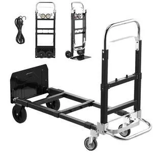 VEVOR 2 in 1 Folding Hand Truck, 500 lbs Load Capacity for 4-Wheel Mode, Convertible Hand Truck Dolly with Wheels & Adjustable Handle, Portable Trolley Dolly for Moving Home, Office, Warehouse
