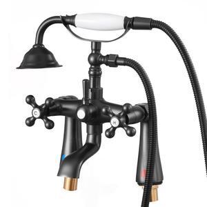 Clawfoot Tub Faucet, Wall Mount Bathtub Faucets With Handheld Shower, Vintage Brushed Gold Clawfoot Tub Filler Faucet Shower Kit With Adjustable Swing Arms & 360° Rotation Spout For Bathtubs | US
