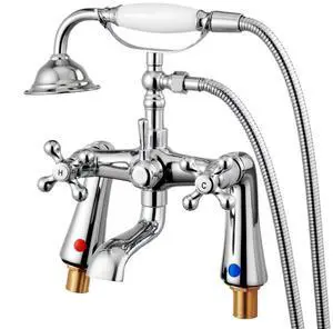 VEVOR Clawfoot Tub Faucet, Deck Mount Bathtub Faucets with Handheld Shower, Vintage Polished Chrome Clawfoot Tub Filler Faucet Shower Kit with 360° Rotation Spout & 59-inch Long Hose for Bathtubs