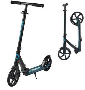 VEVOR Kick Scooter for Kids Ages 8+, Teens & Adults, 2-Wheel Toddler Scooter with Adjustable Height Handlebar, Wide Anti-Slip Deck, Foldable Lightweight for Boys & Girls up to 220 lbs, Black + Blue