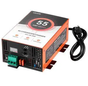 VEVOR RV Power Converter, 55 Amp, 110V AC to 12V DC RV Converter Battery Charger, Multi Stage Smart Charging, 13V to 16.5V Operating Range, Compatible with Lithium & Lead Acid Battery, for Camper