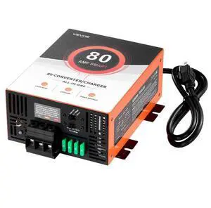 VEVOR RV Power Converter, 80 Amp, 110V AC to 12V DC RV Converter Battery Charger, Multi Stage Smart Charging, 13V to 16.5V Operating Range, Compatible with Lithium & Lead Acid Battery, for Camper