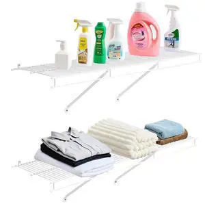 VEVOR Wire Shelf Kit, 4 ft, Set of 2, Wall Mounted Wire Shelves, Heavy-Duty Carbon Steel Hanging Shelf, Floating Wall Storage Shelves with Dip Coating, for Closet, Bedroom, Living Room, Office, Pantry VEVOR Wire Shelf Kit, 4 ft, Set of 2, Wall Mounted Wire Shelves, Heavy-Duty Carbon Steel Hanging Shelf, Floating Wall Storage Shelves with Dip Coating, for Closet, Bedroom, Living Room, Office, Pantry