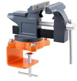VEVOR Bench Vise, 4.5 Inch, Portable Workbench Vice with 270° Swivel Base, Quick Release Rotating Bench Clamp, Cast Iron Construction, for Woodworking, Metalworking, Drilling, Sawing, Cutting Conduit