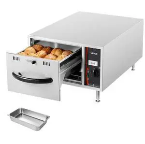 VEVOR Commercial Electric Drawer Warmer, Single-Drawer Stainless Steel Food Warmer, Freestanding Slim Warming Drawer Cabinet, 85°F185°F Wide Temperature Range, for Restaurant, Hotel, Bakery & Kitchen