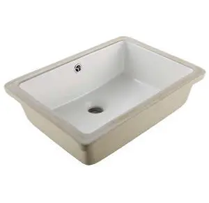 VEVOR Undermount Bathroom Sink, 18.5 x 13.19 Inch Rectangular White Ceramic Vessel Sink with Overflow Hole, Under Counter Drop in Modern Lavatory Vanity Bath Wash Bowl Basin, Rectangle Small Space