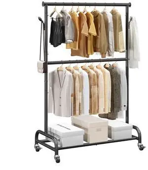 VEVOR Clothes Rack, Rolling Clothing Garment Rack with Adjustable Crossbar and Side Hooks, 150 lbs Load Capacity, Heavy Duty Carbon Steel Clothing Racks with Wheels for Bedroom, Laundry, Living Room