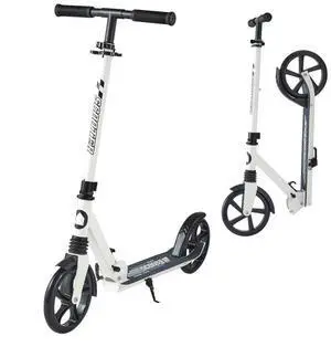 VEVOR Kick Scooter for Kids Ages 8+, Teens & Adults, 2-Wheel Toddler Scooter with Adjustable Height Handlebar, Wide Anti-Slip Deck, Foldable Lightweight for Boys & Girls up to 220 lbs, White + Black