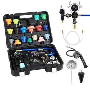 VEVOR Coolant Pressure Tester Kit, 47Pcs Radiator Vacuum Refill Kit with 3 Metal Adapters, Universal Fit, Automotive Cooling System Pressure Tester Tool, with Pressures Pump & Plastic Filler