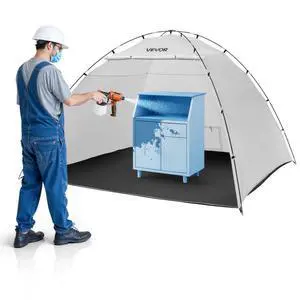 VEVOR Portable Paint Booth Tent, 116.14 x 114.96 x 79.53 inch Painting Tent Station, Spray Shelter with Built-in Floor & Mesh Screen, Large Space, Oxford Spray Painting Tents for Cupboard, Chairs