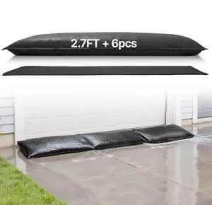 VEVOR Flood Barrier, 6 Pack, 2.7 x 1.4 ft Flood Bags Activated by Water, Reusable Water Absorbent Barrier, Sandless Sandbags Blockage, Flooding Prevention Bags for Home, Doorways, Basement, Garage