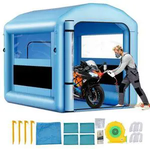 VEVOR Inflatable Paint Booth, 9.84 x 8.2 x 8.2 ft, Inflatable Spray Booth with 550W Powerful Blower and Air Filter System, Round Roof with Light Hook, for Painting Bicycle, Motorcycle, and Furniture