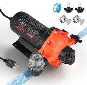 VEVOR Water Pressure Pump, 110V AC 5 GPM, 5-Chamber On Demand Electric Diaphragm Water Transfer Pump, 60 PSI Max Pressure, Automatic Pressure Switch, for Home Kitchen Garden Irrigation Car Washing