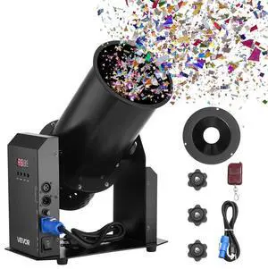 VEVOR Electric Confetti Machine, 1500W Powerful Output Confetti Cannon Launcher, DMX512, Manual & Remote Control, Portable Confe-tti Shooter for Wedding Christmas Party Event Show Stage Nightclub