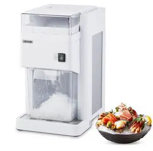 VEVOR Commercial Ice Shaver Machine, 1.91QT /1.8L Large Electric Ice Cube Crusher Shaved Maker with 300W Premium Motor, Stainless Steel Blades, for Bar Mixing Seafood Preservation Home Party, White